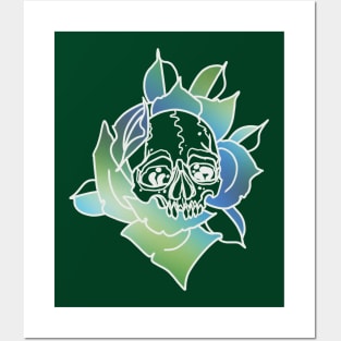 Skull and rose Posters and Art